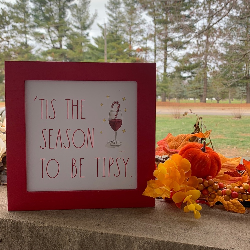 Rae dunn Christmas wine decor sign